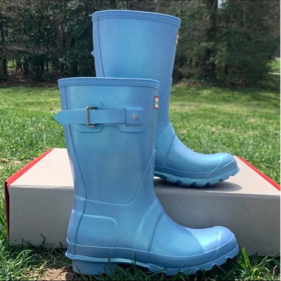 Hunter Original Nebula Short Rain Boots in Blue Womans Sizing RARE - Picture 6 of 10
